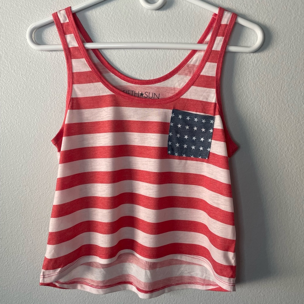 Small Fifth Sun Red White and Blue Cropped Tank Top